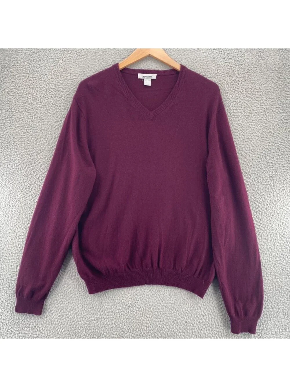 Stafford Sweater Mens Large Executive Wine Red Cashmere V Neck Balloon Sleeves